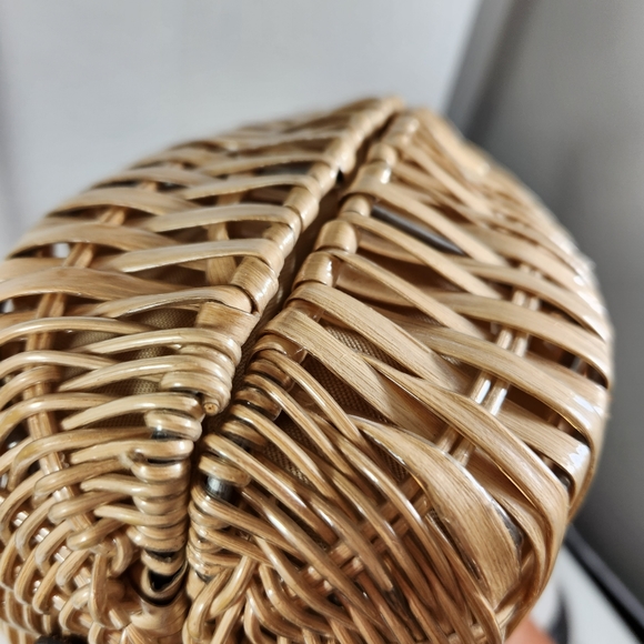 Vintage coated wicker shoulder purse corliss british crown colony of hong kong - Picture 8 of 16